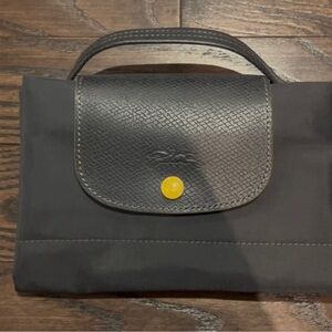Longchamp Black Foldable Tote with Yellow Button